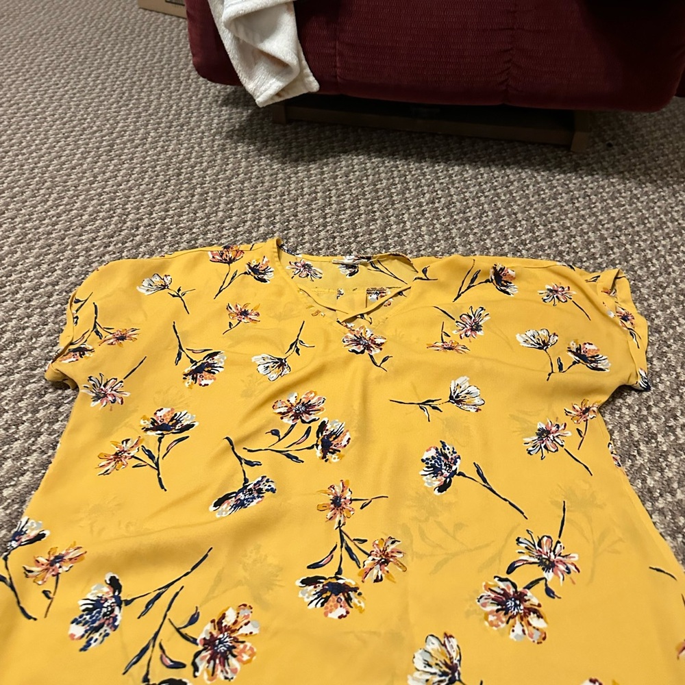 Maurices Yellow Floral Blouse